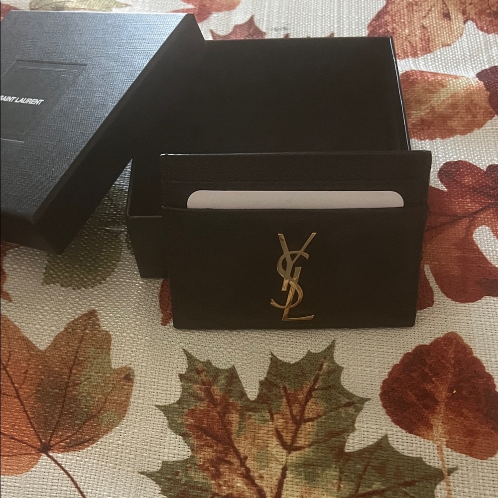 Saint Laurent Black card wallet with Box and Dust Bag